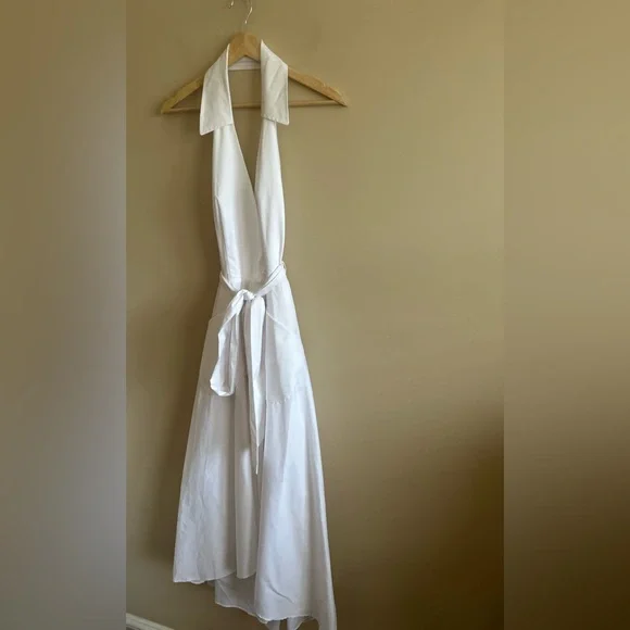 MILLY | Elegant White Halter Dress, Collared, Hi-Low, Fashion Week 2016, Size 6 - Picture 8 of 12